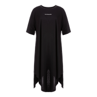 Odbo 時尚拼接短袖黑色連衣裙女夏季2022年新款寬鬆不規則衛衣裙