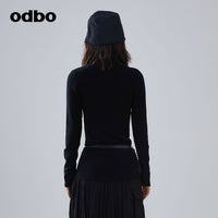 【商場同款】odbo/歐迪比歐秋冬2022新款黑色針織衫女打底毛衣