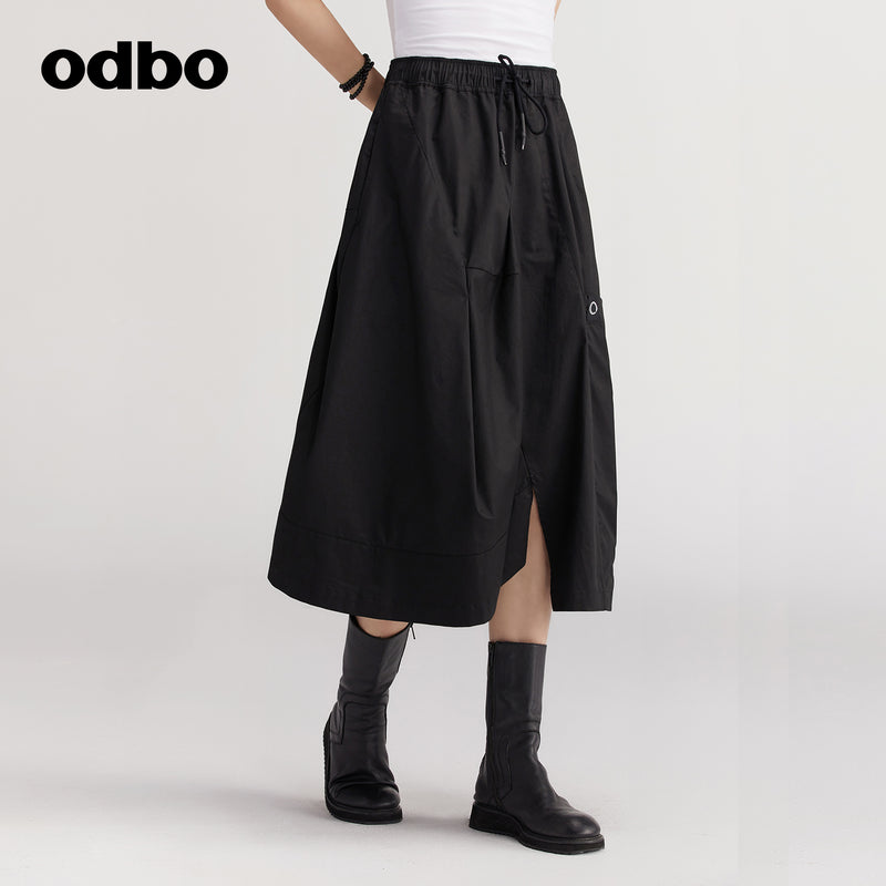 【商場同款】odbo/歐迪比歐純棉休閒半身裙女秋冬2022年新款裙子