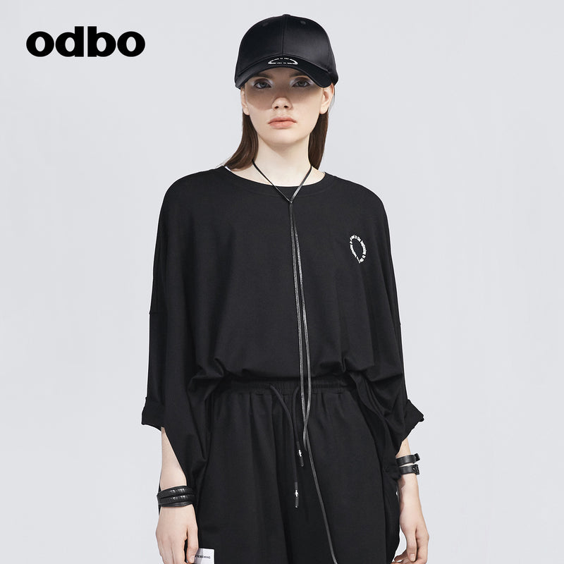 Odbo/歐迪比歐專櫃同款設計師品牌休閒寬鬆T恤女