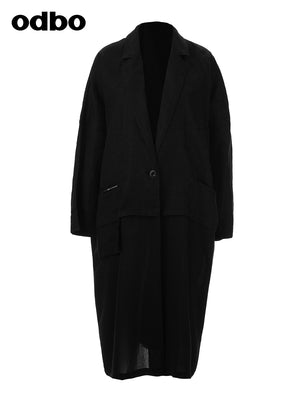 【商場同款】odbo/歐迪比歐春裝2022年新款女時尚設計感中長外套