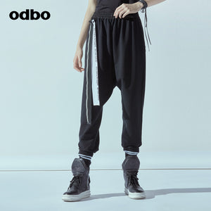 Odbo/歐迪比歐2022春季女新款原創設計品牌黑色低浪褲L20181250D