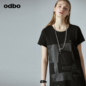 【商场同款】odbo/欧迪比欧时尚T恤女夏季2022年新款时尚休闲上衣