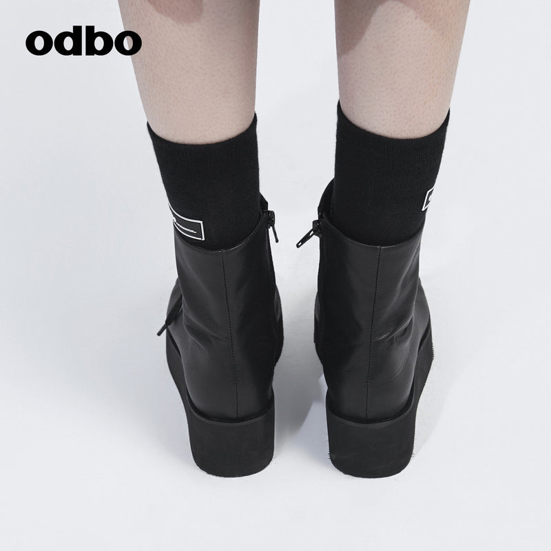 Odbo/歐迪比歐專櫃同款設計師品牌馬丁靴女