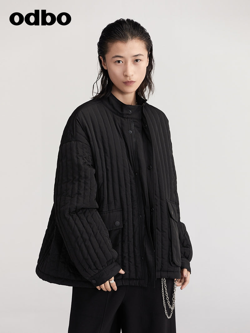 【商場同款】odbo/歐迪比歐設計感小眾棉服女冬季2022年新款外套
