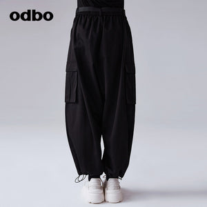 【商場同款】odbo/歐迪比歐春裝2022年新款女抽繩束腳嘻哈休閒褲