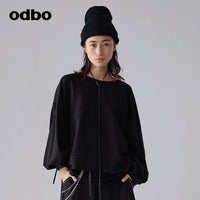 【商場同款】odbo/歐迪比歐春裝2022年新款女時尚設計感短款衛衣