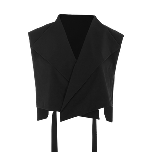 Odbo 時尚設計感西裝馬甲女夏季2022年新款黑色系帶束腰外搭背心