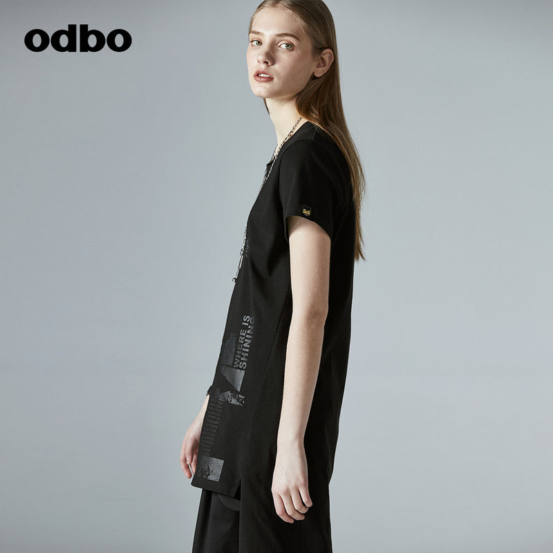 【商场同款】odbo/欧迪比欧时尚T恤女夏季2022年新款时尚休闲上衣