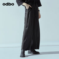 Odbo/歐迪比歐專櫃同款設計師品牌2022春女高腰闊腿褲