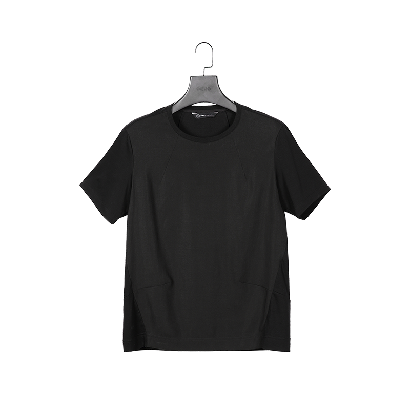 Odbo大牌高端設計感拼接短袖T恤男夏季薄款休閒冰絲圓領寬鬆上衣