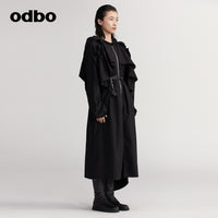 【商場同款】odbo/歐迪比歐派克服外套女秋冬2022新款中長款風衣
