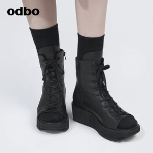 Odbo/歐迪比歐專櫃同款設計師品牌馬丁靴女