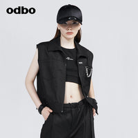 Odbo/歐迪比歐專櫃同款設計師品牌女工裝風帥氣背心馬甲無袖外套