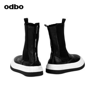 【商場同款】odbo/歐迪比歐2022年新款中筒休閒鞋女增高時尚鞋子
