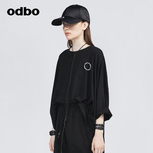 Odbo/歐迪比歐專櫃同款設計師品牌休閒寬鬆T恤女